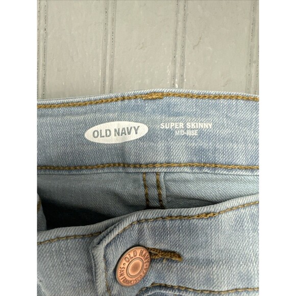 Old Navy Size 8 Womens Jeans Mid Rise Super Skinny Stretch Light Wash - Picture 2 of 4